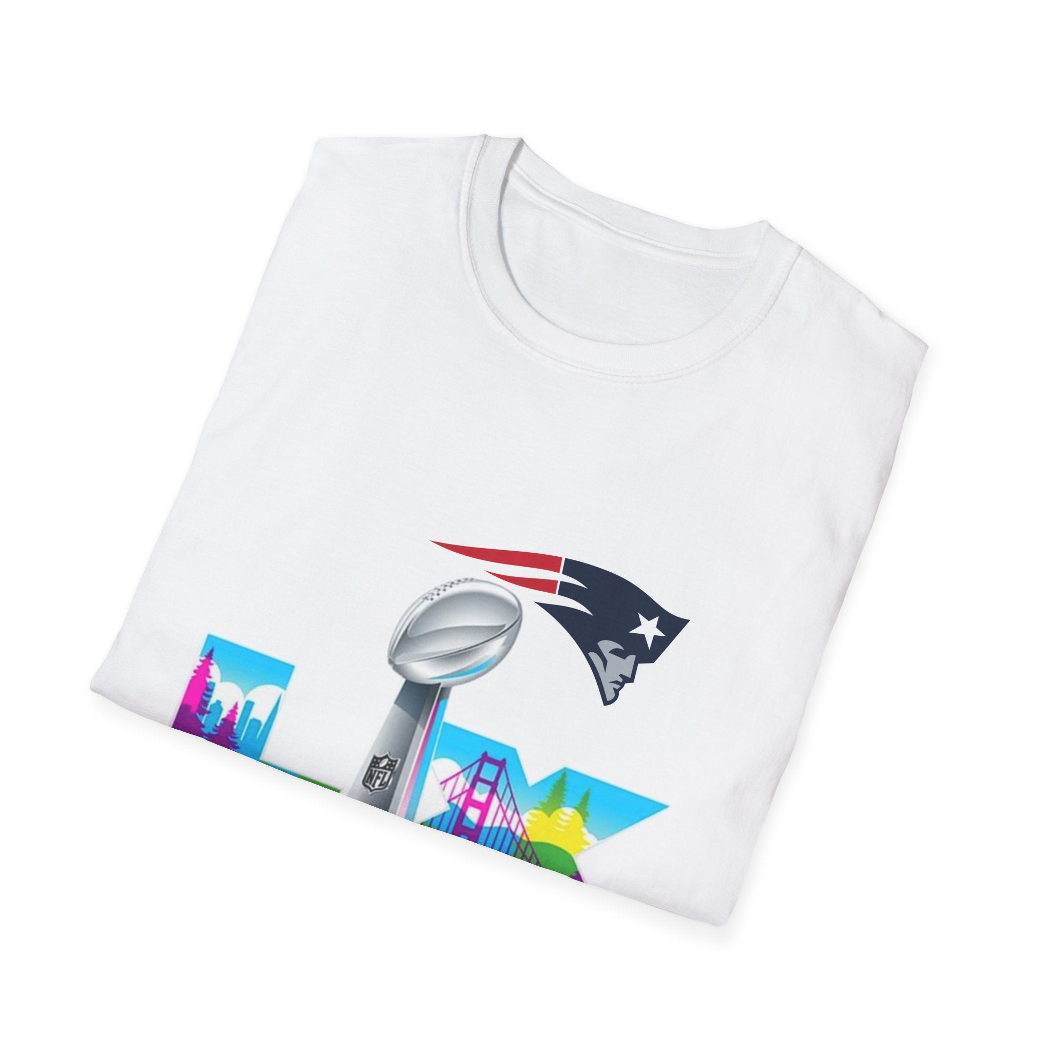 Super Bowl LIX Patriots Logo T-Shirt — Lombardi Trophy & City Skyline Football Tee