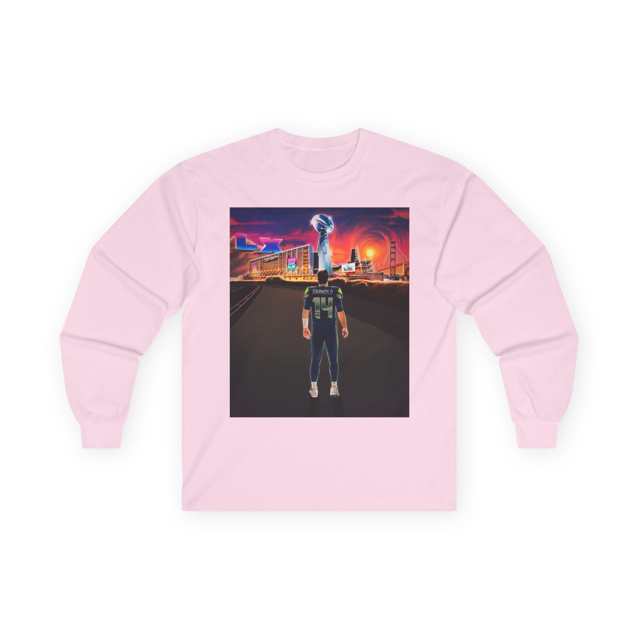 Seattle Seahawks Graphic Long Sleeve Tee — Night Skyline & Hawk Logo