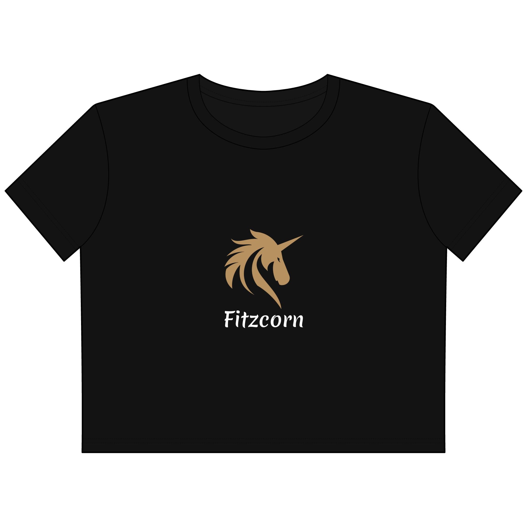 Fitzcorn Cropped Tee — Women's Black Unicorn Logo Boxy Tee