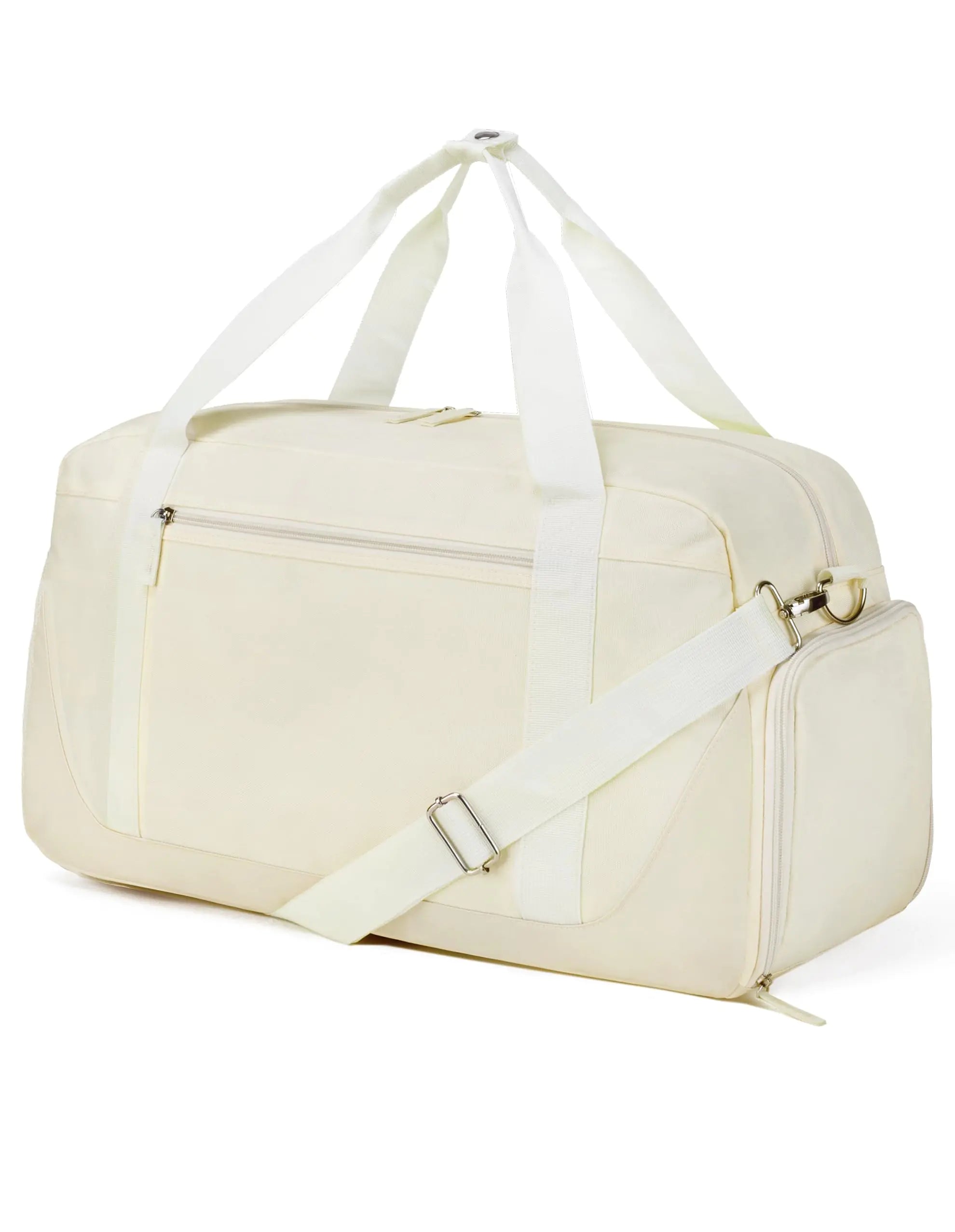 WomensBeige 35L Gym Duffel - Wet/Dry Compartments & Shoe Space