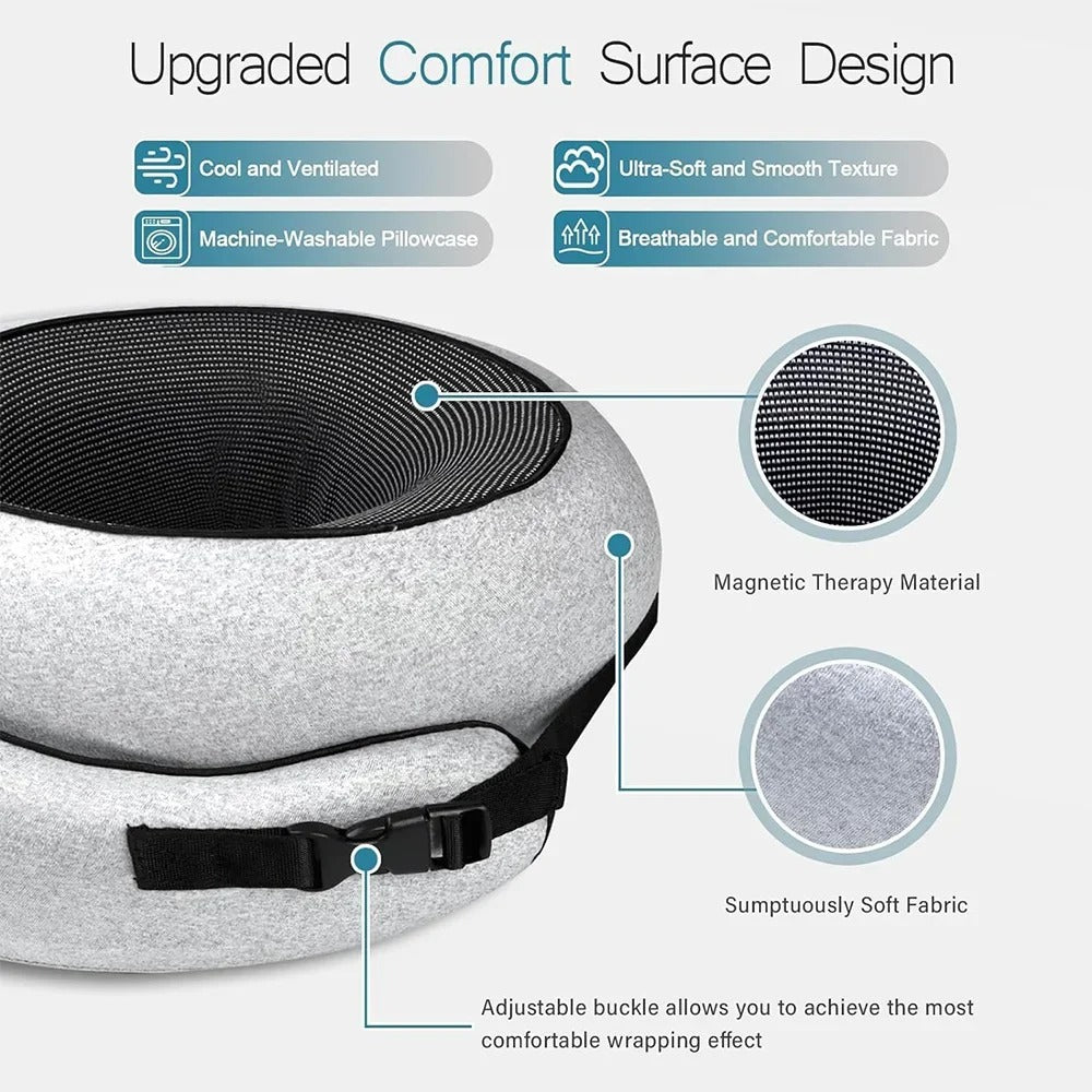 Memory Cotton U-Shaped Travel Pillow with Storage