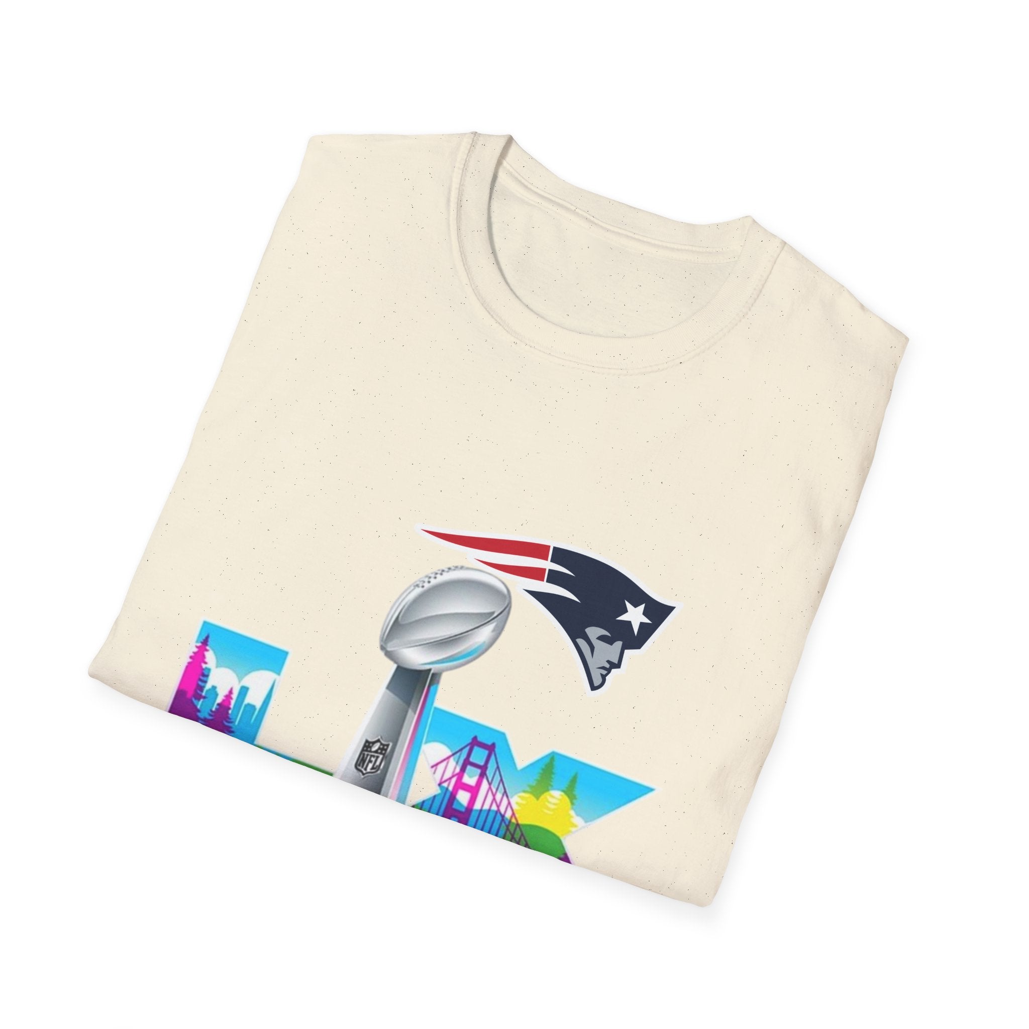 Super Bowl LIX Patriots Logo T-Shirt — Lombardi Trophy & City Skyline Football Tee