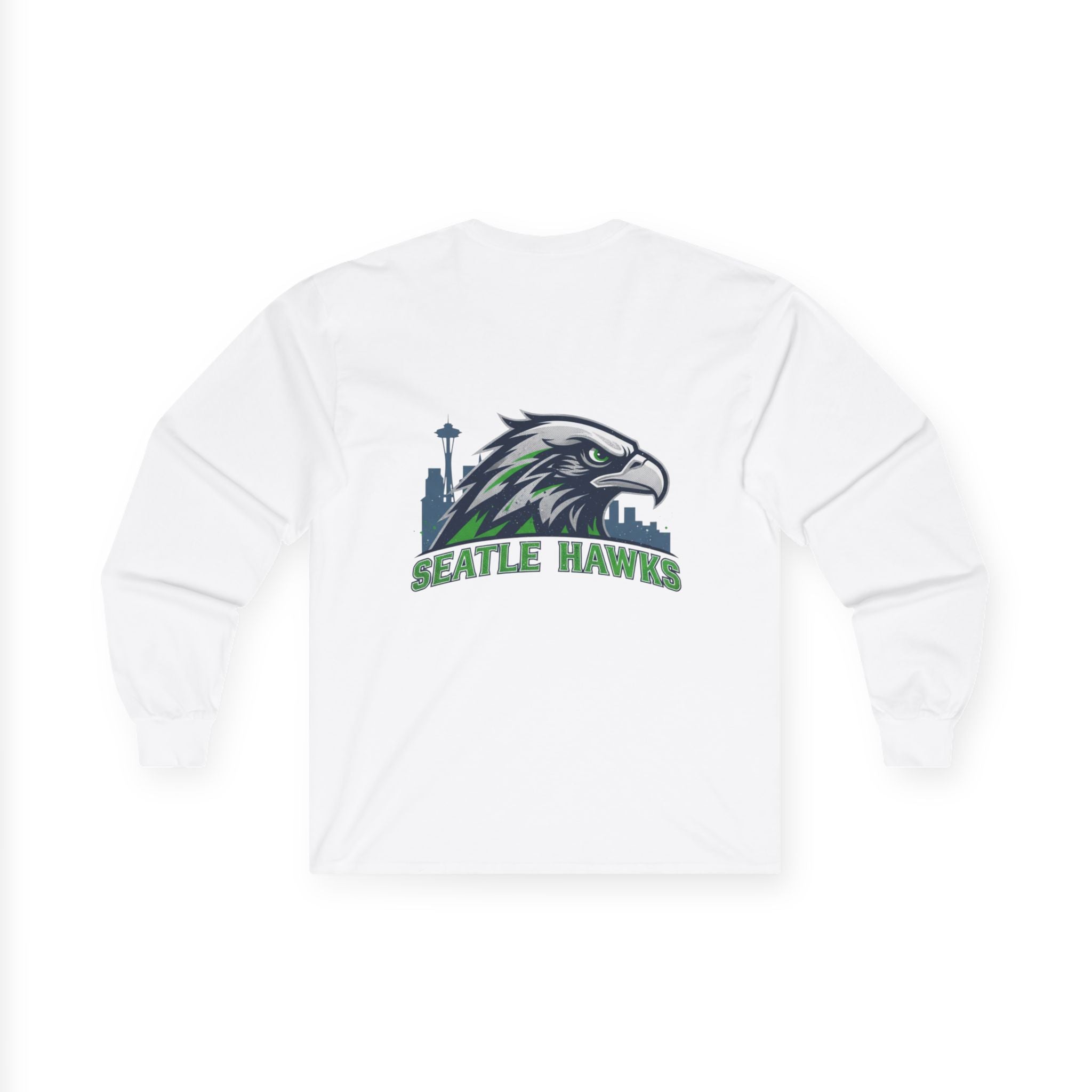 Seattle Seahawks Graphic Long Sleeve Tee — Night Skyline & Hawk Logo