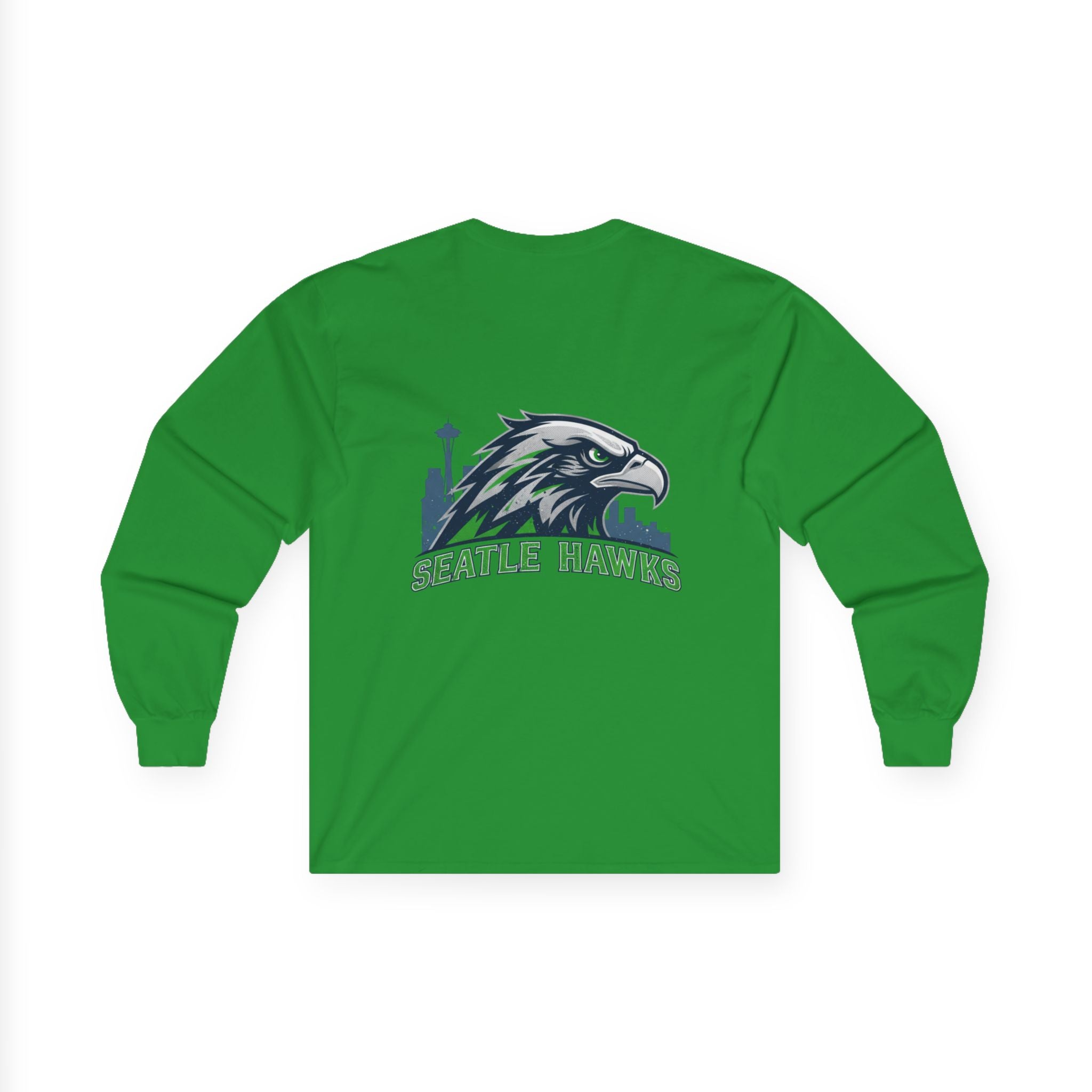 Seattle Seahawks Graphic Long Sleeve Tee — Night Skyline & Hawk Logo