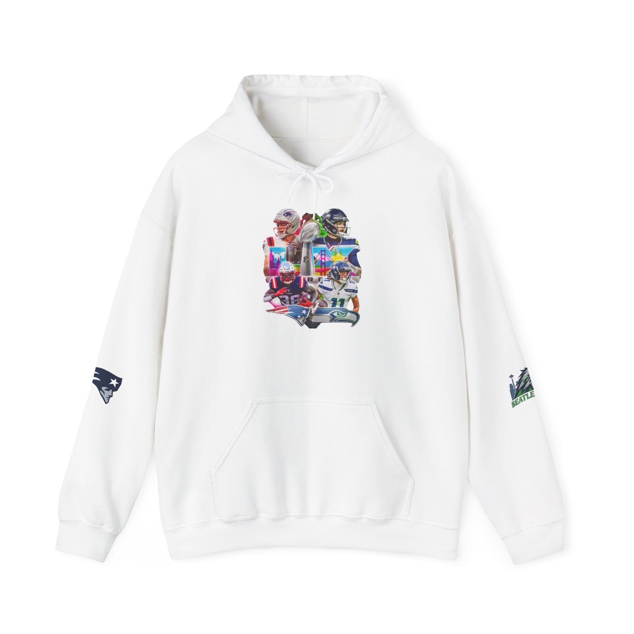 Super Bowl LIX Graphic Hoodie — NFL Team Logos & Lombardi Trophy Pullover