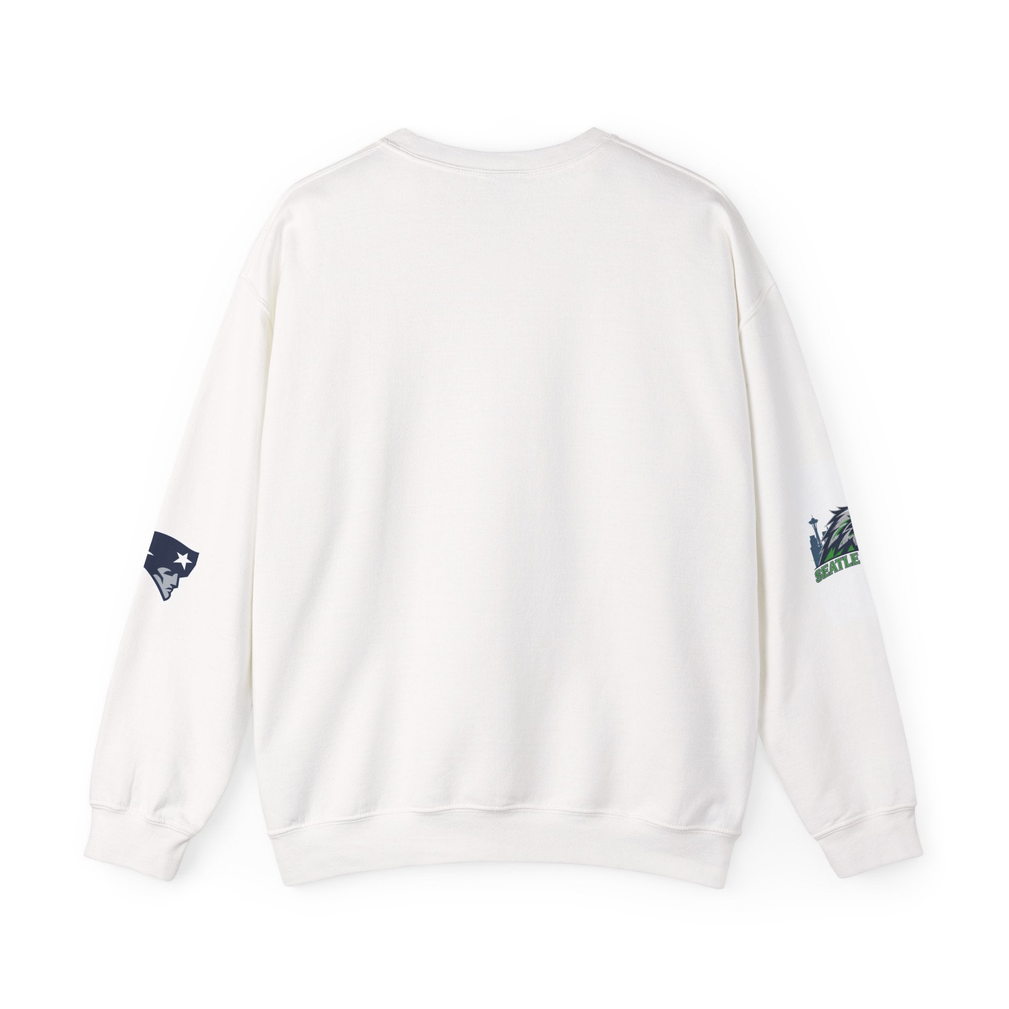 Crewneck Sweatshirt — Minimal NFL Sleeve Logos (Seahawks & Patriots)