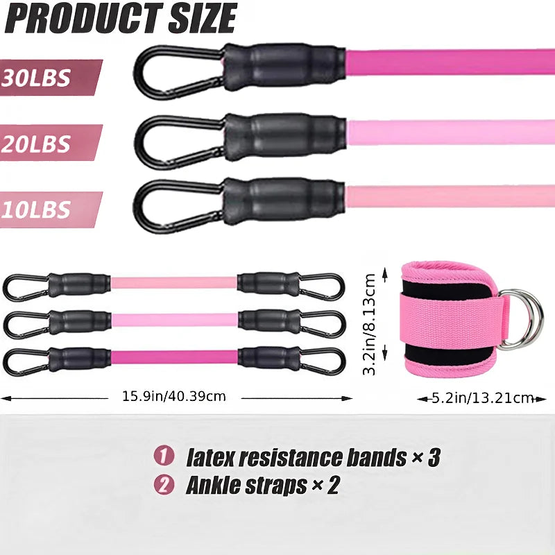 Ankle Straps Resistance Bands Set for Fitness, Strength Training & Home Workouts