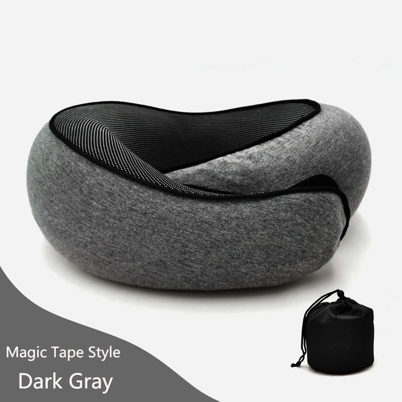 Memory Cotton U-Shaped Travel Pillow with Storage